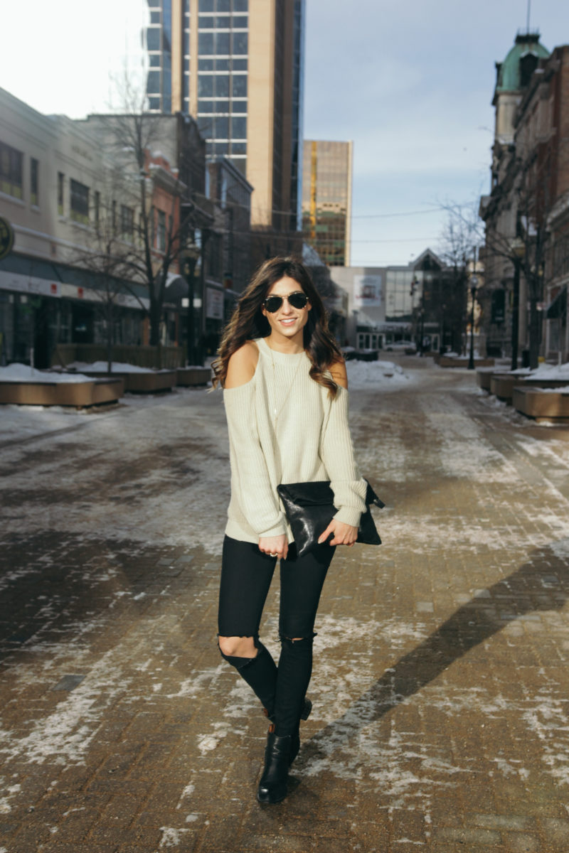 Cold Shoulder Sweater - Teach Me Style - A style, beauty and life blog.