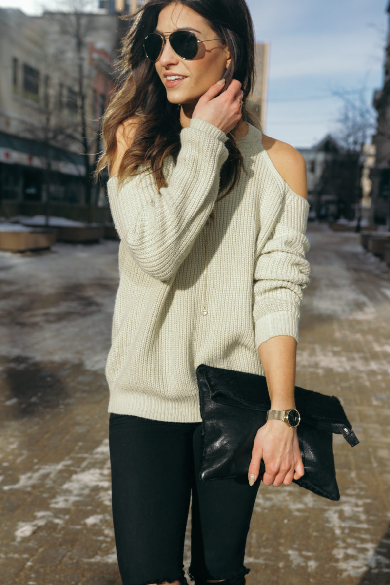 Cold Shoulder Sweater - Teach Me Style - A style, beauty and life blog.